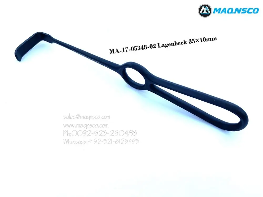 Ретрактор Kocher Langenbeck 30X10 neuro для позвоночника с черным керамическим стоп-отражением во время операции