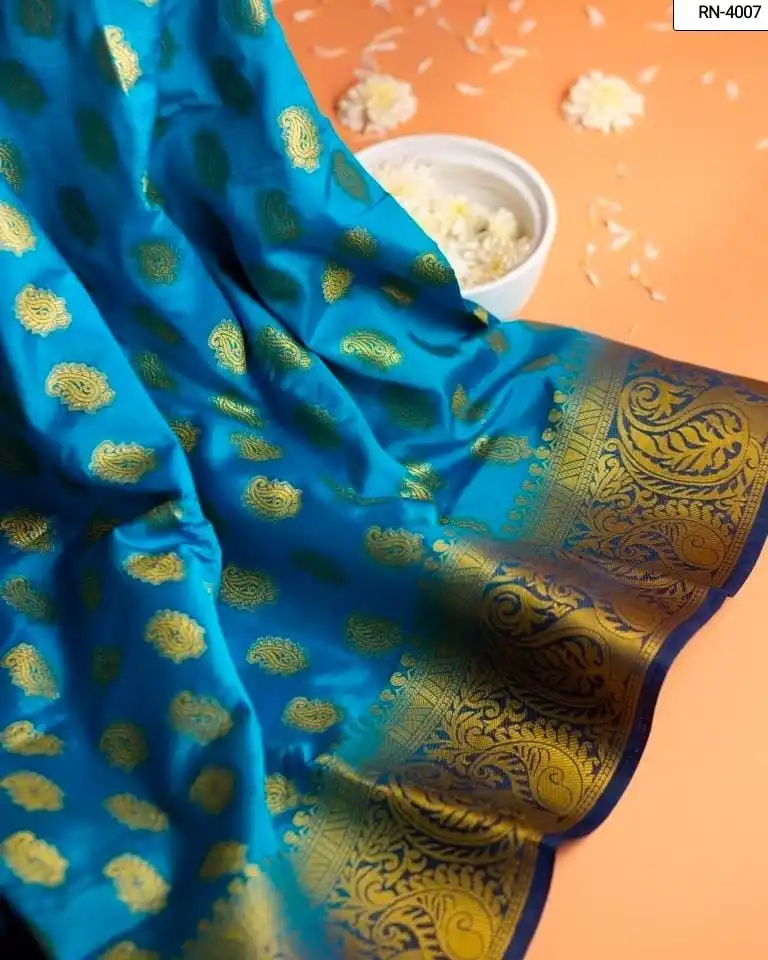 FULL SAREE OF HEAVY MONO NYLON THREAD WITH HEAVY ZARI  WORK CONTRAST PALLU & BLOUSE FOR WEDDING AND SPECIAL OCCASION FOR LADIES