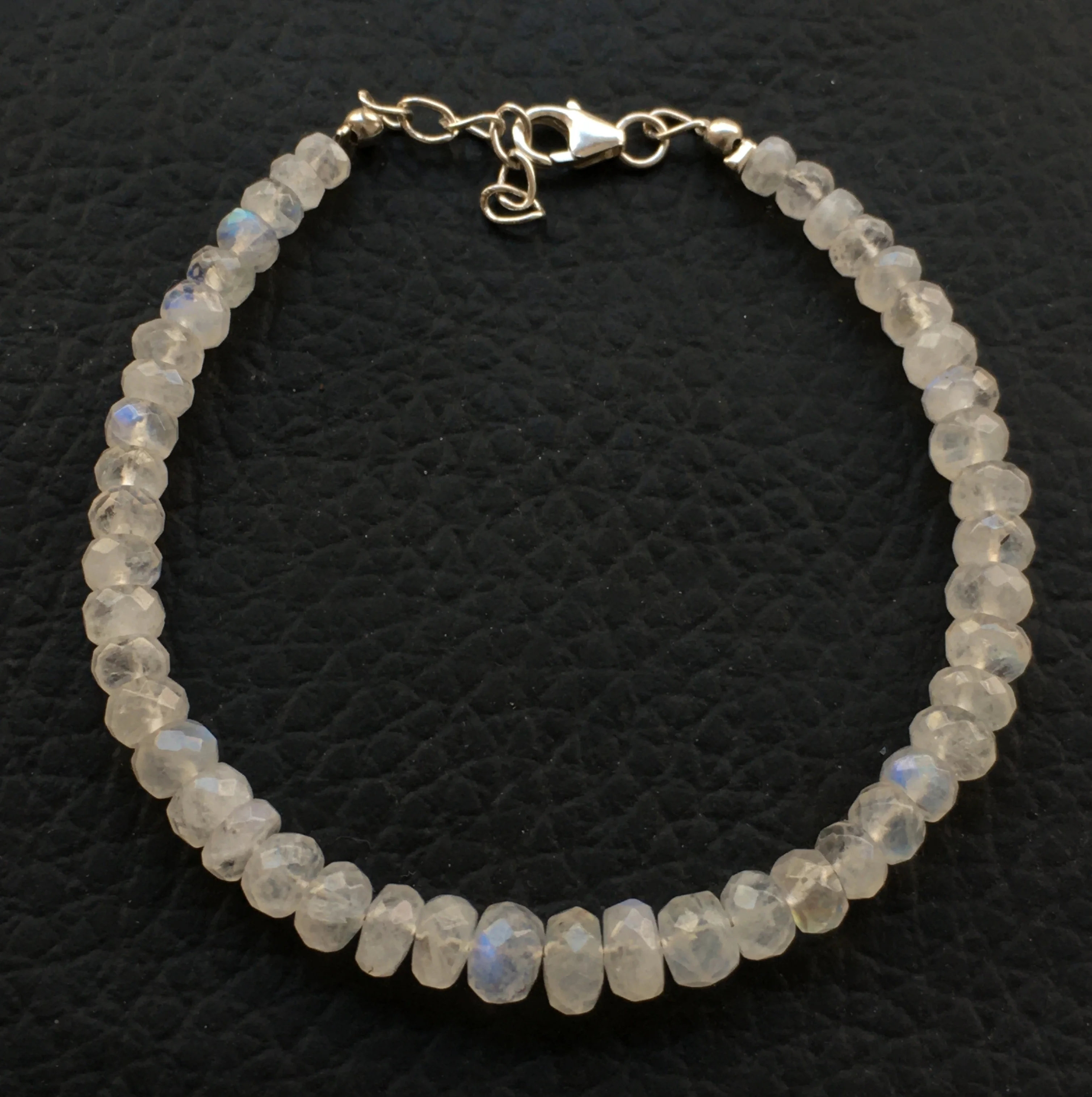Natural Moonstone 92.5 Silver Bracelet Orange Gemstone Jewellery Rondelle Shape Faceted Cut Beads Wholesaler price