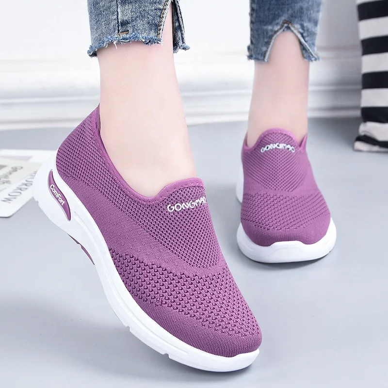 
s-2 Slip on casual flats boat shoes loafers zapatillas de correr knit sneakers for women women custom logo sneakers 