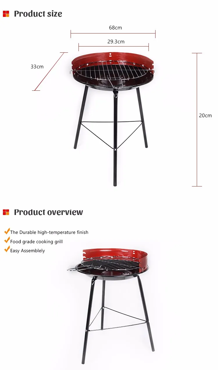 Bbq Manufacturers Easily Cleaned Simple 13 Inch Bbq Grill Round Iron Barbecue Charcoal Grill