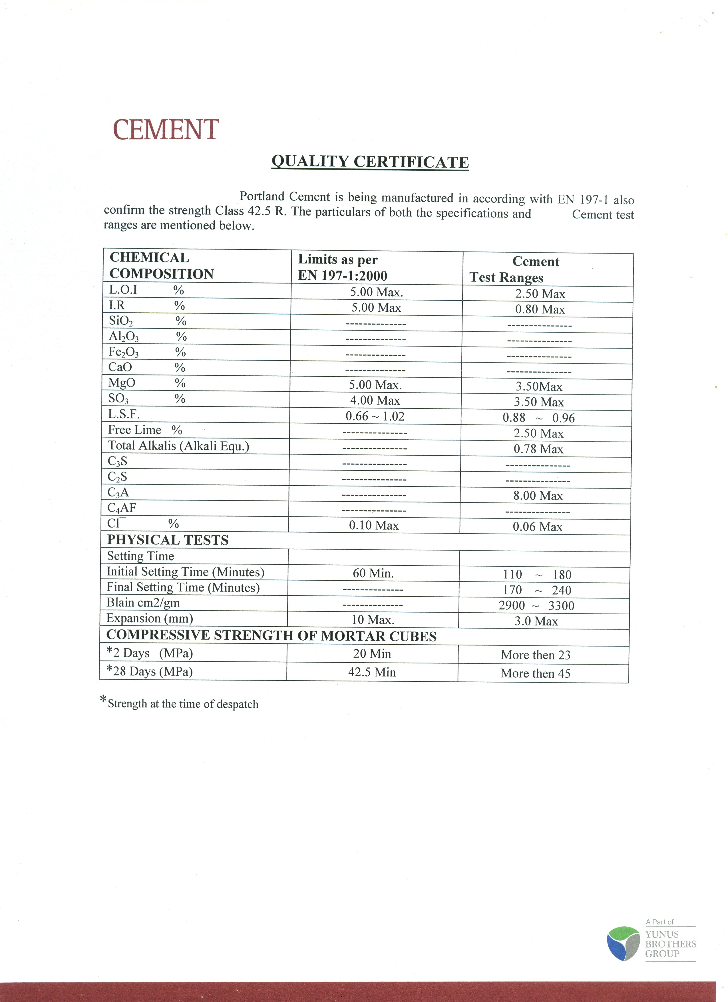 High Quality Ordinary Portland Cement Strength Class 42.5 R Manufactured in accordance with EN197-1:2000 For Construction