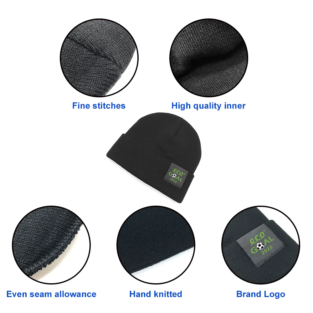 2022 горячая Распродажа гр переработанный полиэстер унисекс вязаная шапка из RPET шапочка футбольная команда член шапочка командой фанатов подарки