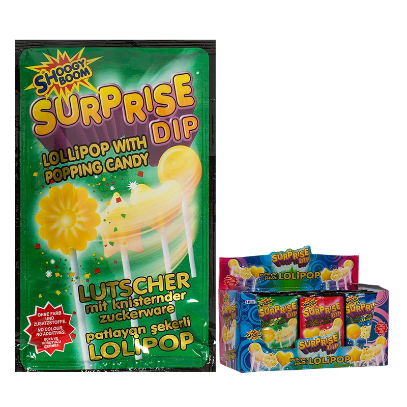 Flat heart shape Lollipop with Popping Candy