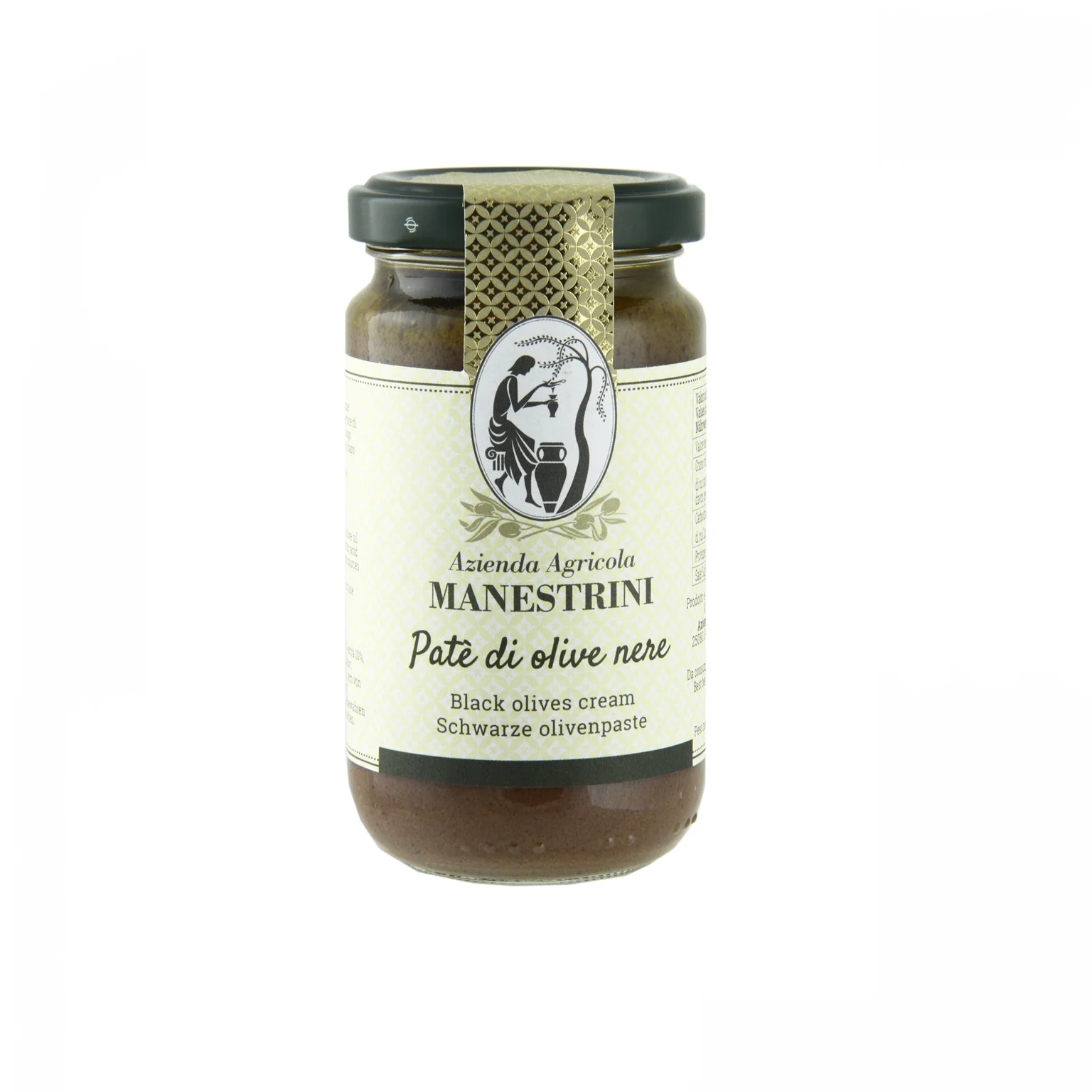Premium Italian Quality Black Olives Pate 180gr Glass Jar - Italian Top Quality Food
