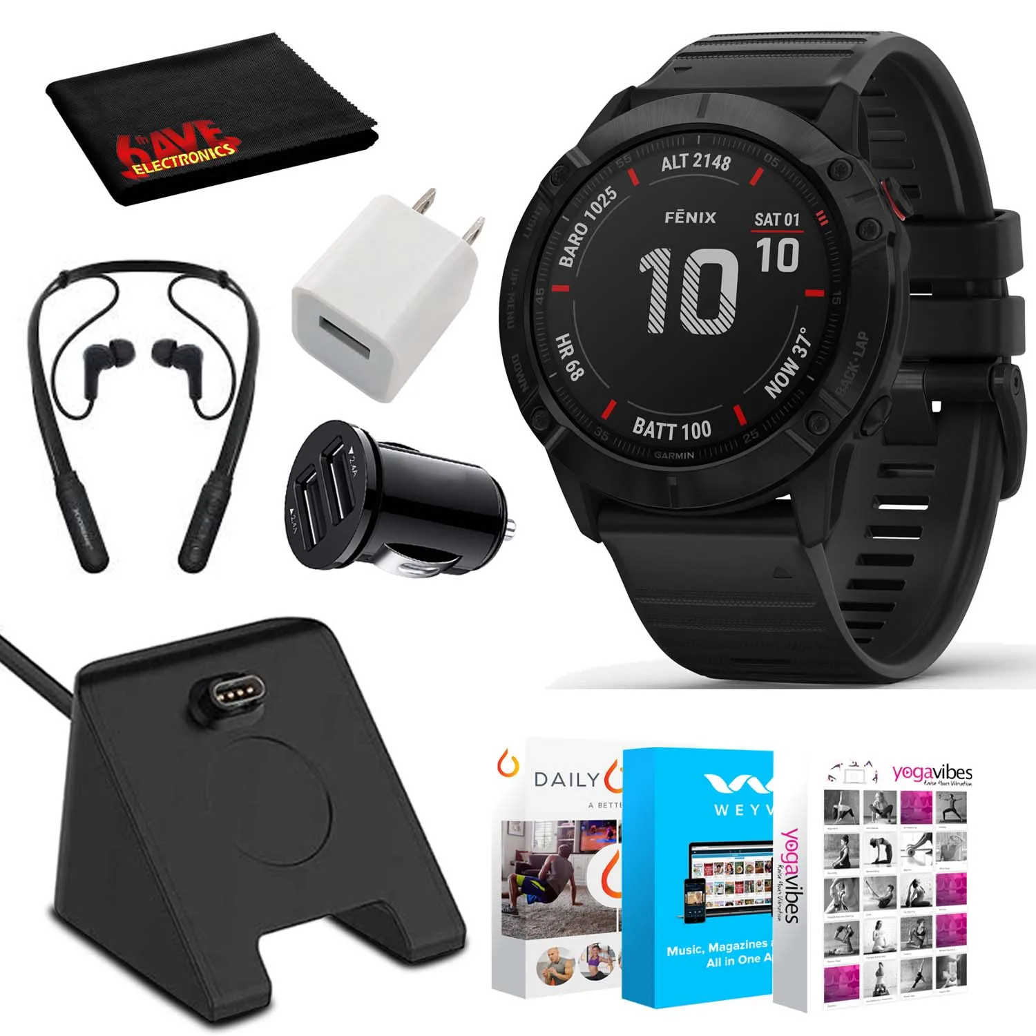 
AUTHENTIC GARMINS Fenix 6X Pro Solar Edition 5X PLUS 5 Sapphire Multi sport GPS-Watch Black Black 