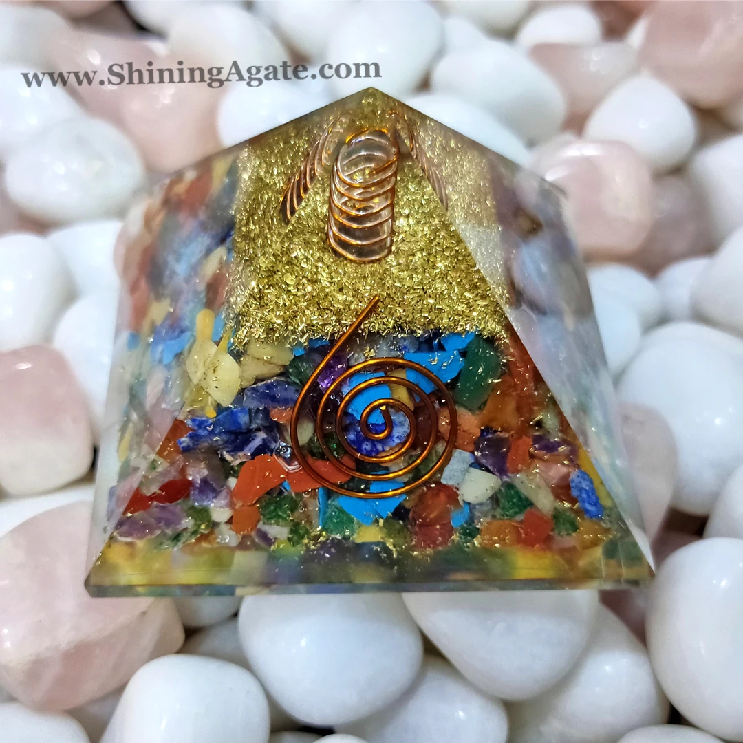 Mix Gemstone Orgone Pyramid Wholesale Healing Orgone Pyramid for EMF Protection Reiki Healing Pyramid for Meditation