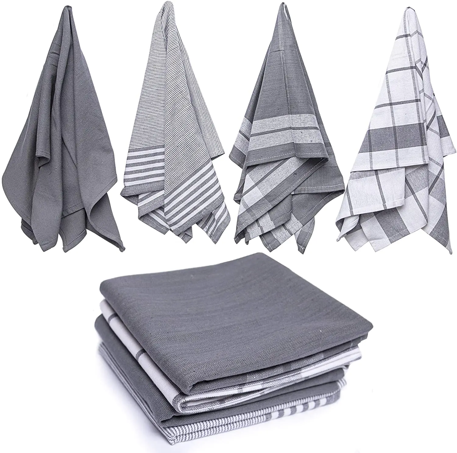 Factory Wholesale Price 100% Cotton Kitchen Tea Towel Customized Design Kitchen Grey Yarn Dyed Towel