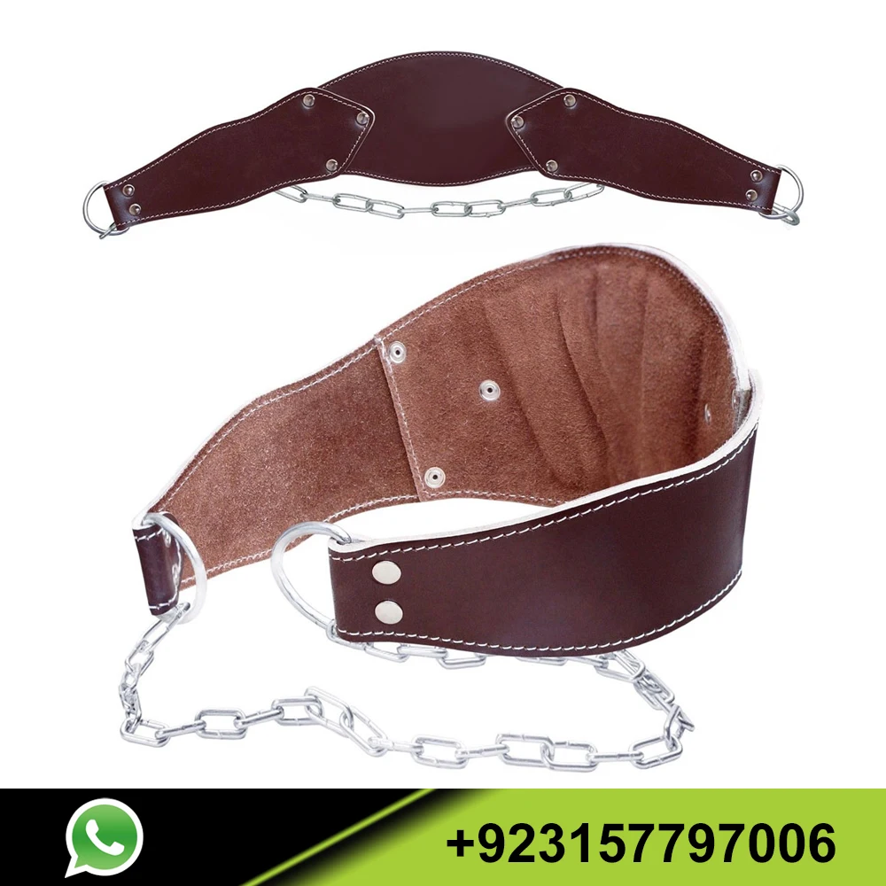 Premium Dip Belt with Chain - Weight Belt with Chain for Weightlifting Pullups and Dips High Comfort Leather Dip Belt
