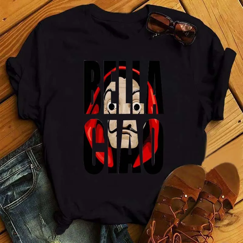  Футболка с надписью «The House of Paper» новинка женская футболка «бумажный дом» Забавный Топ модная одежда футболки