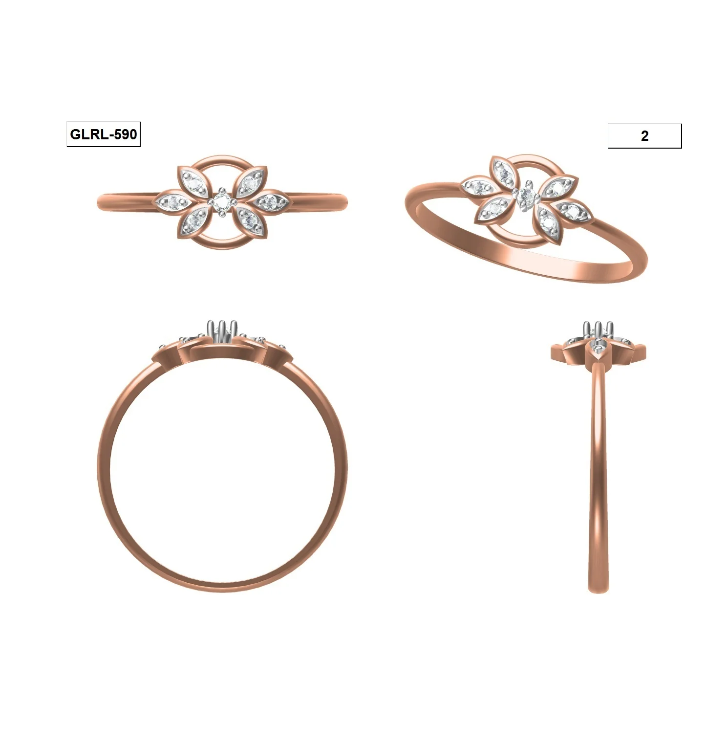 
Wholesale 18K Rose Gold One Line Diamond Engagement Ring For Women Indian Handmade Pave Diamond Designer Maamoona Ring Jewelry 