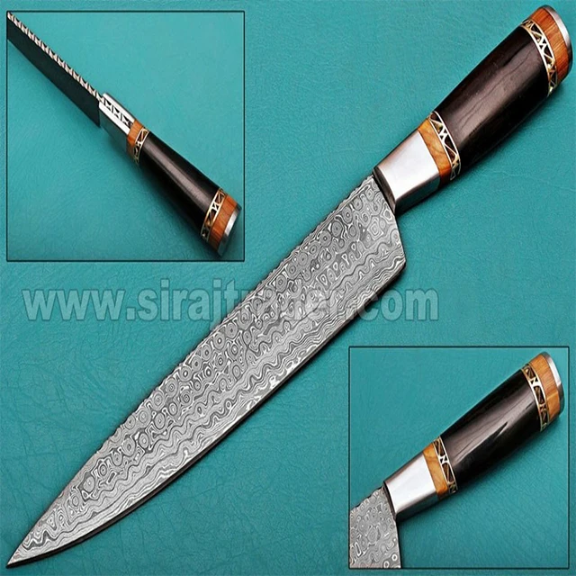 Рукоятка ножа шеф-повара из дамасской стали ручной работы материал лист