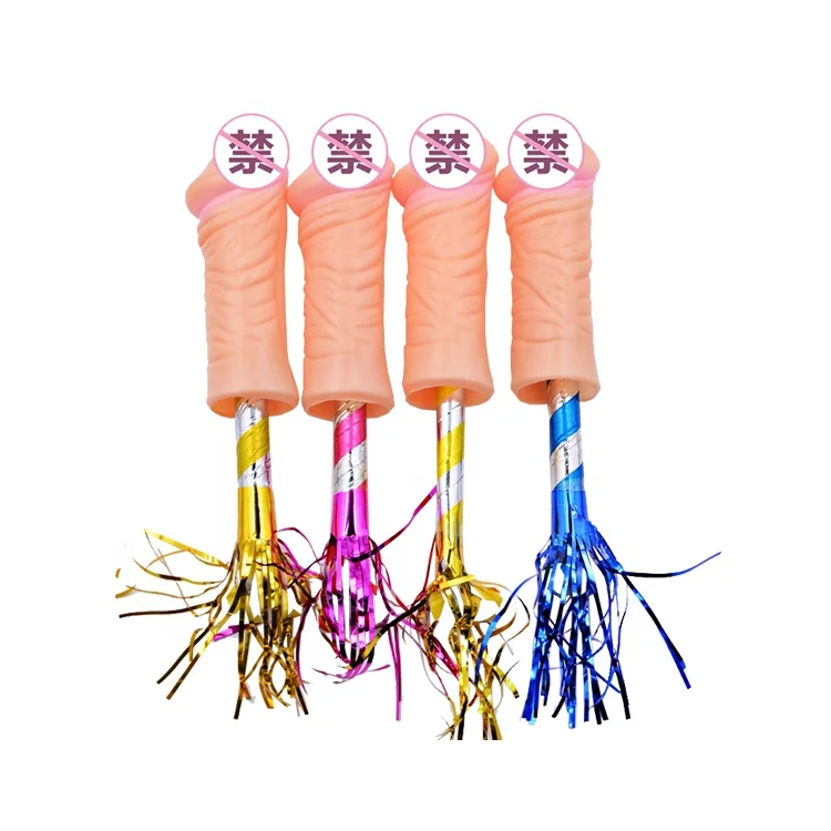 hen party night club noise maker novelty funny foil tassels willy penis pecker blowout whistle