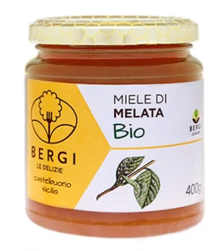 
Italian Sicilian ORGANIC HONEY - Miele Biologico - Bergi - 400 G JAR 