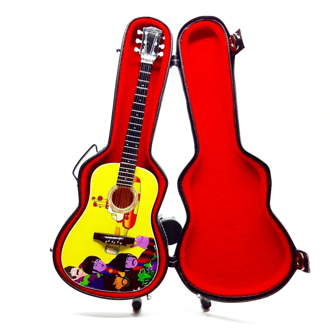 MINIATURE GUITAR 10 INCH PLUS MINIATURE HARDCASE FOR COLLECTIABLE HOME DECORATIONS