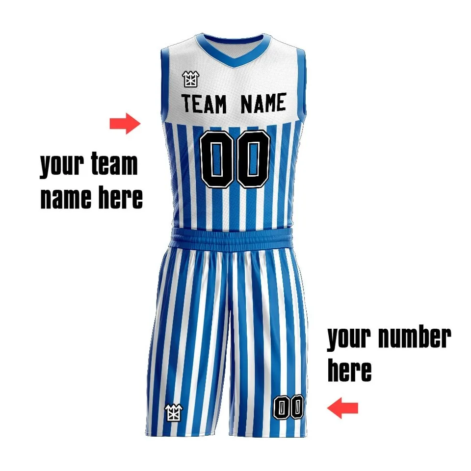 
Custom Team Sublimation Striped Basketball Uniform Design Youth Training Jersey Wear For Local Basketball Team 