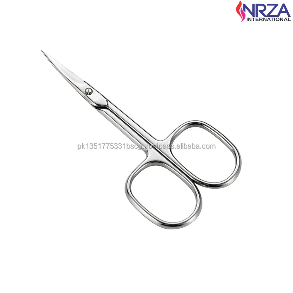 Hongstars Eyebrow Beauty Curved Cuticle Scissors Manicure Bag Gift Silver Steel Stainless Logo Nail Style Packing Sharp Finish