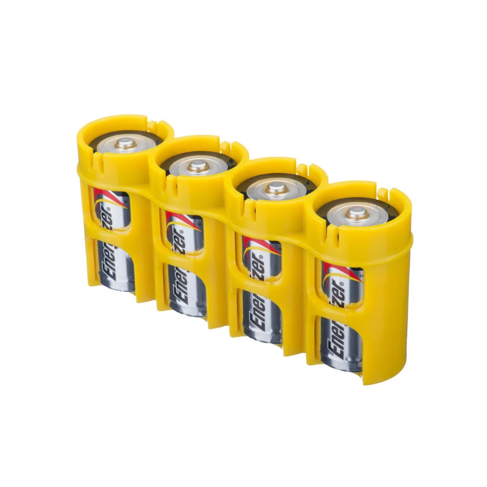 Storacell Slim Line C4 Pack Caddy Yellow Battery Holder Compact Easy Dispenses Batteries Caddy with One Hand Safety