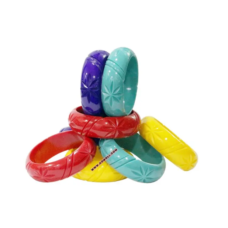 Green Wide Rope Custom Carved Resin Vintage Bakelite Jewelry Wholesale