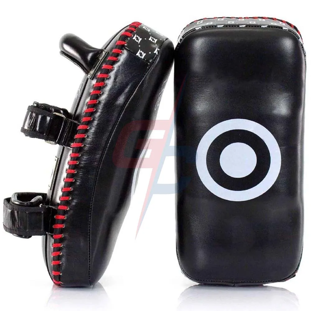 Тайские превосходные изогнутые накладки для кикбоксинга из черной воловьей кожи | Лидер продаж, лучший дизайн, поставщик кикбоксинга
