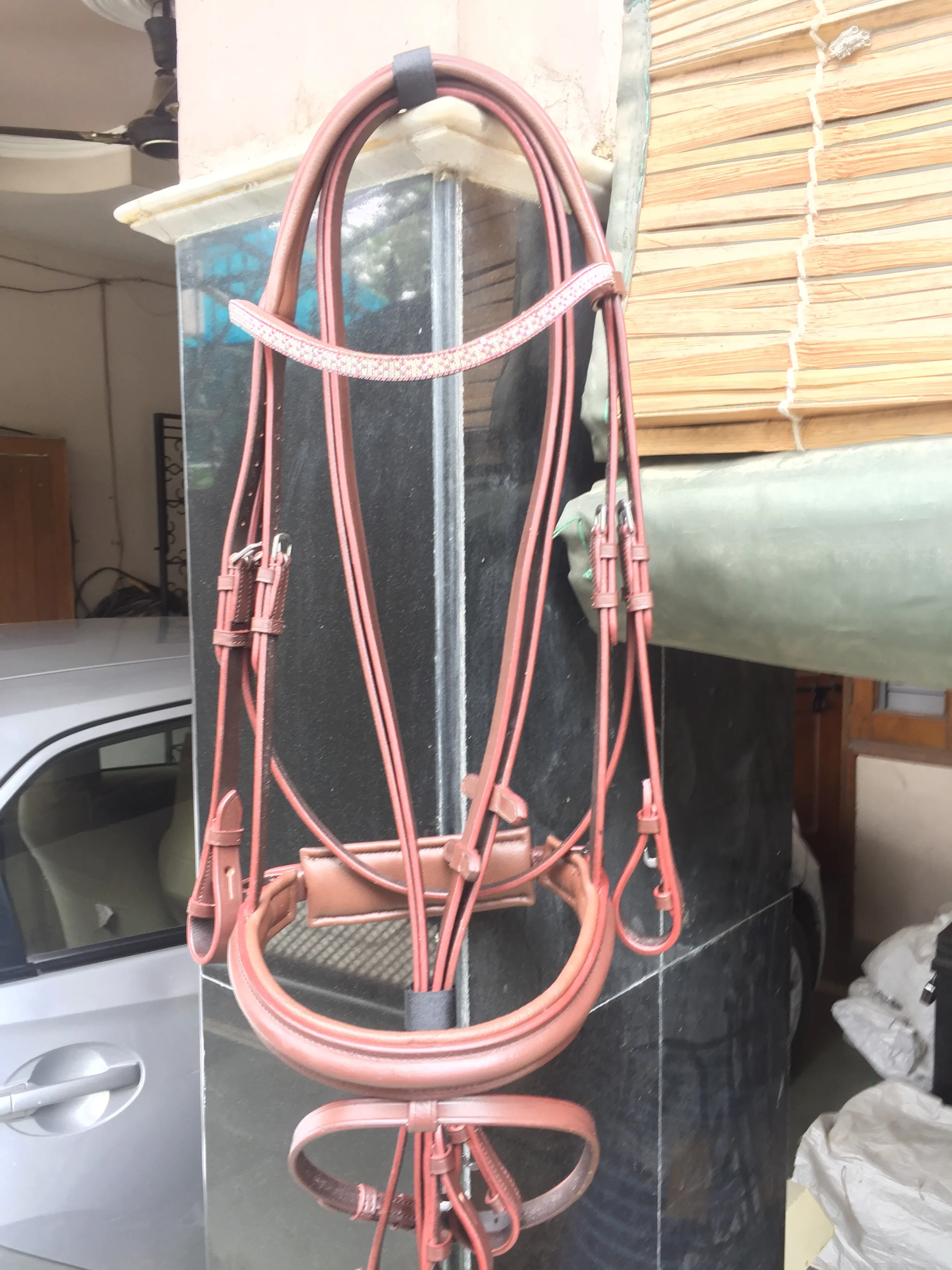 Best Quality Horse Bridle With Crystal Brow Band On Premium Indian Leather with Brass Buckles Cow Leather Soft Padding