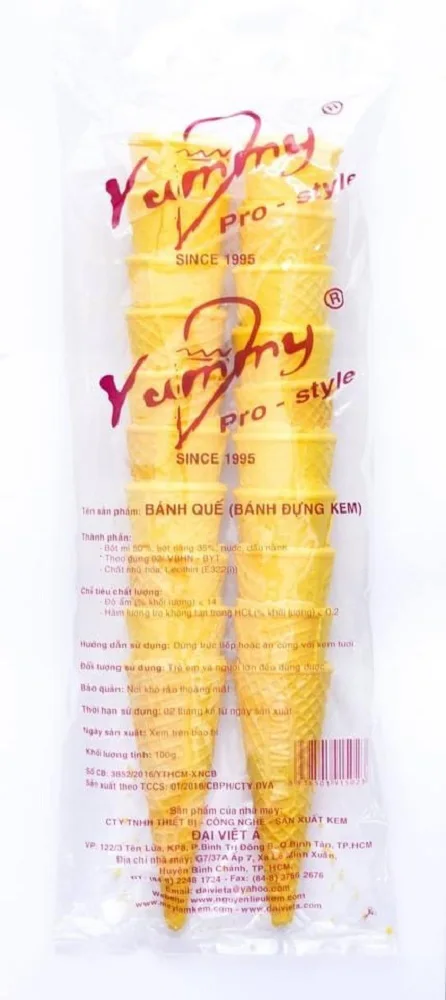 
Yummy Ice Cream Flare Top Cone DVA0004 High Quality Good Packaging Customized Waffle Cone Biscuit Good Price 