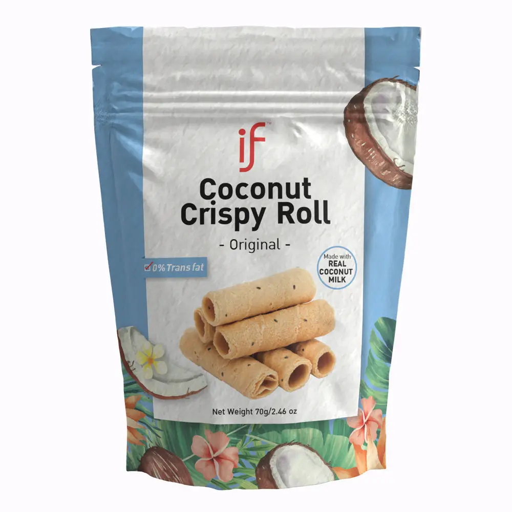 Хрустящий кокосовый рулон IF Local Sensation, сделан из настоящего кокосового молока 0%, Trans Fat 70 г/2,46 унций, Лидер продаж
