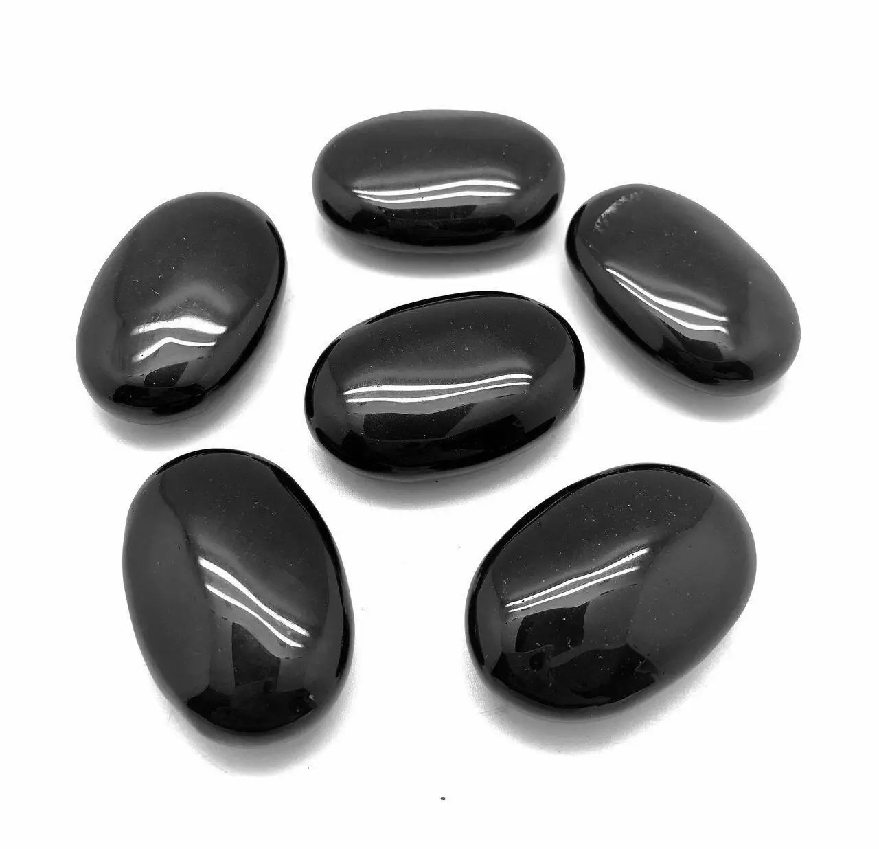 Natural Gemstone Black Obsidian Palm Stone || From Amayra Crystals Exports
