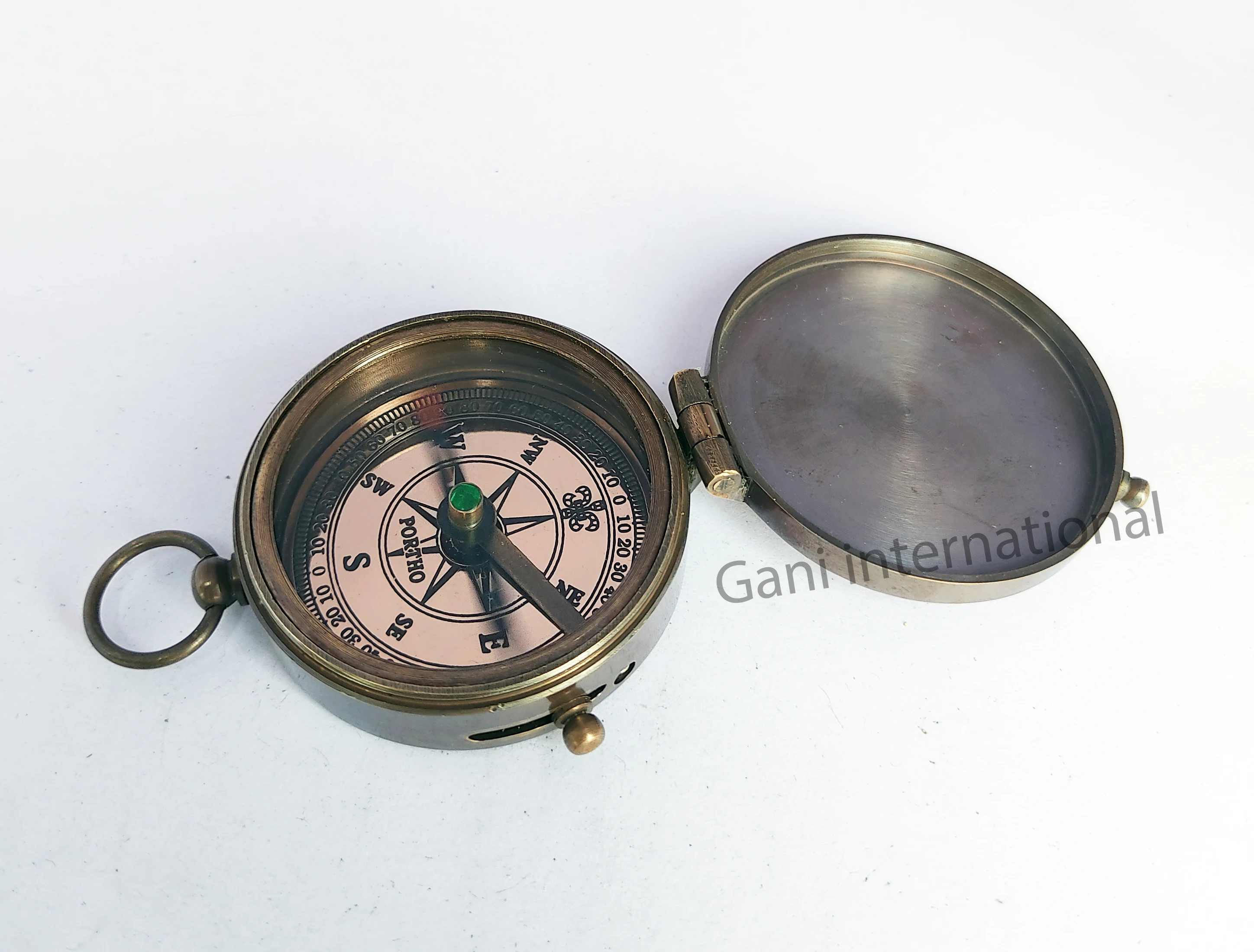 Nautical Brass flat Pocket Compass Anniversary Gift Engraved compass For Camping