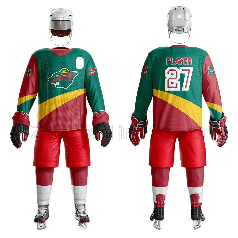 High Quality Custom Made Sublimation breathable fabric ice hockey uniform