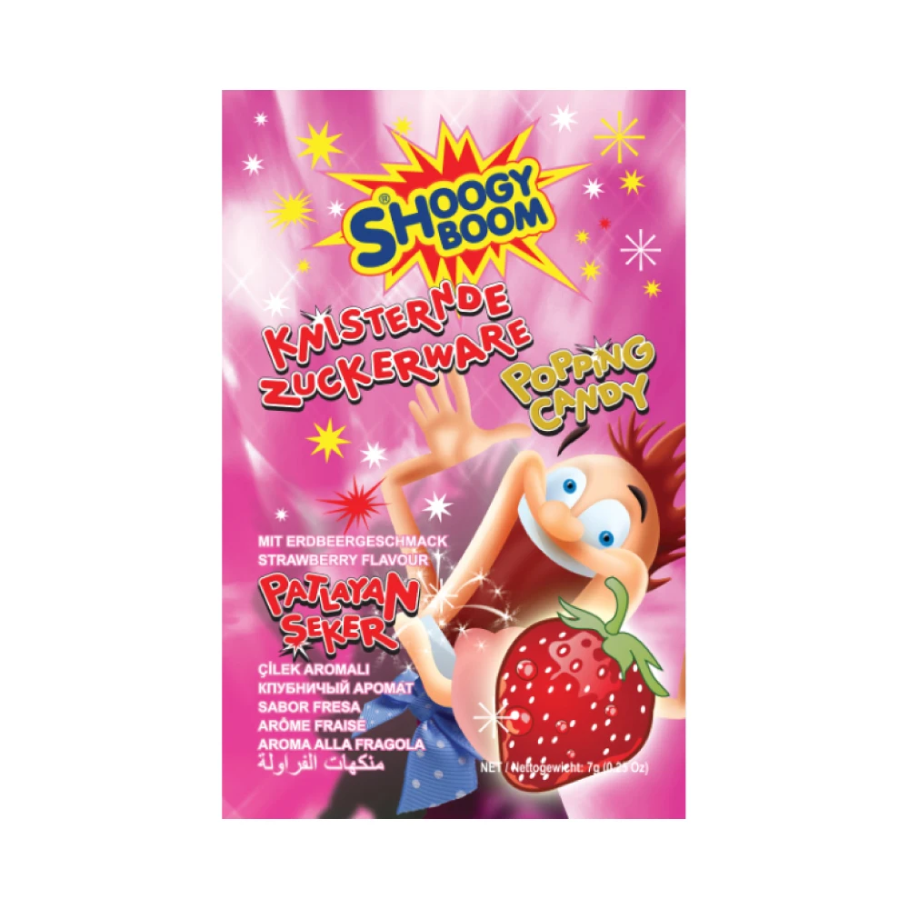 High Standard Popping Candy, Strawberry Flavored, Uncolored, 7gr Sachet