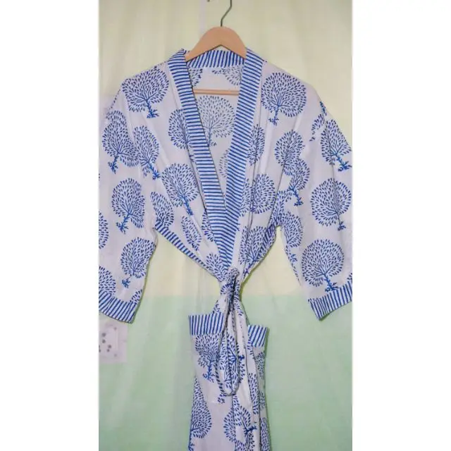 Кимоно с принтом дерева домашняя одежда мягкое и удобное Макси-Платье ночная Пижама халат индийский ручной работы хлопковый Халат