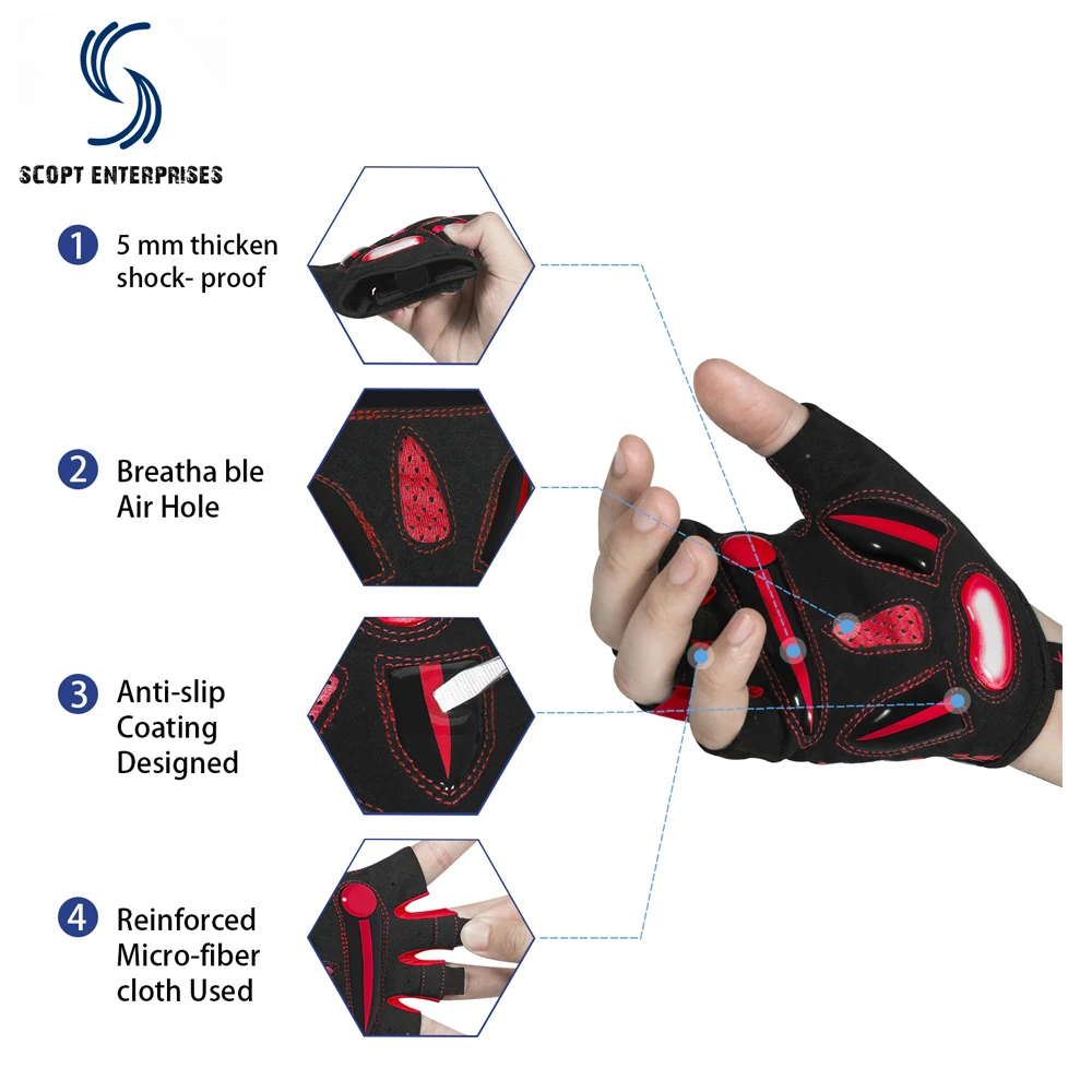 2021 Good Quality Wholesale Men Cycling Gloves Pakistan Made Bicycle Sports Half Finger Gloves