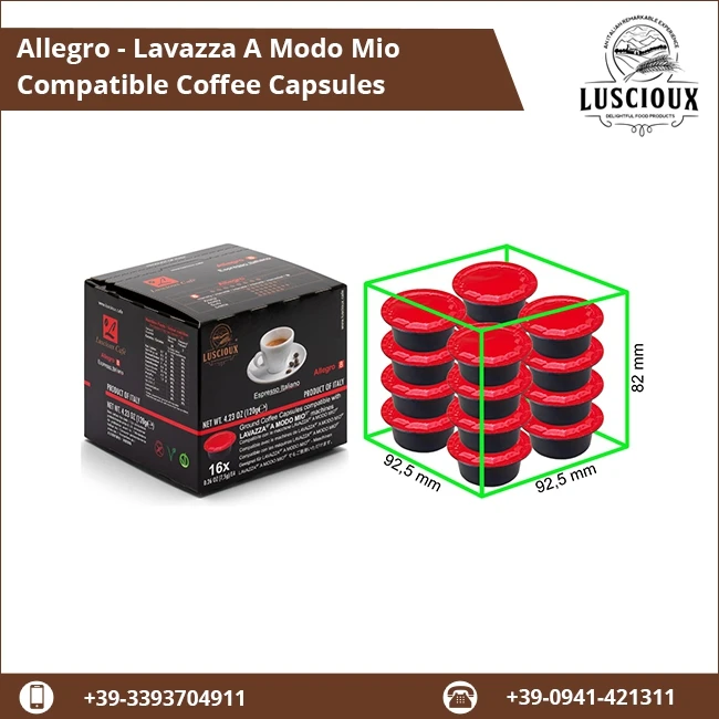 
Top Quality Ground Coffee Lavazza A Modo Mio Allegro Coffee Capsules for Sale 