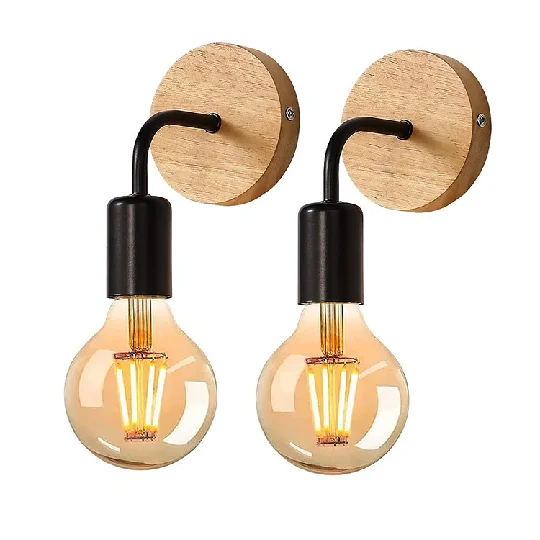 Деревянная настенная лампа винтажное бра E27 в стиле ретро прикроватный светильник промышленный декор освещение для столовой спальни
