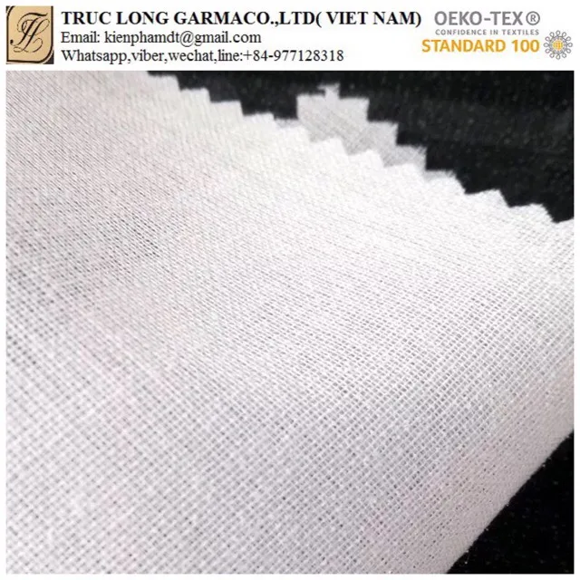 
Vietnam Manufacturer Garment white fusible woven cotton shirt collar fusing interlining 