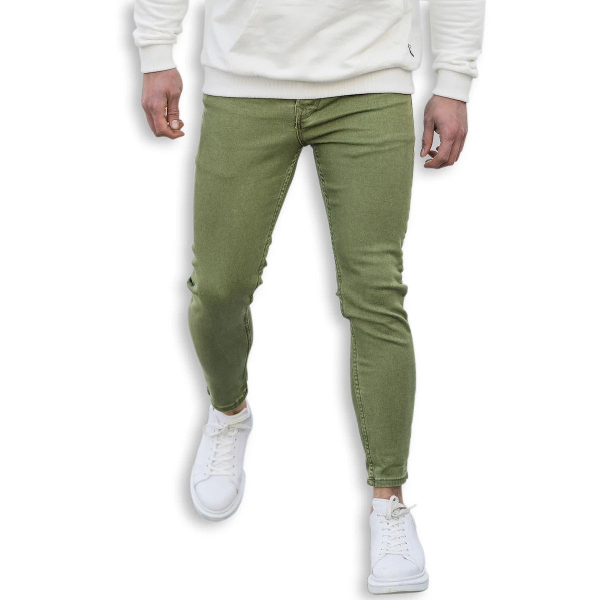 casual 100% cotton denim men basic skinny jeans in washed khaki man new style slim good best price wholesale offer trend 2020
