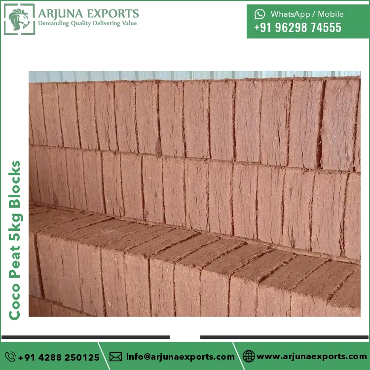 Wholesale Supplier of High Quality 100% Natural Coconut Coir Peat Coco Pith 5kg Blocks at Reliable Market Price