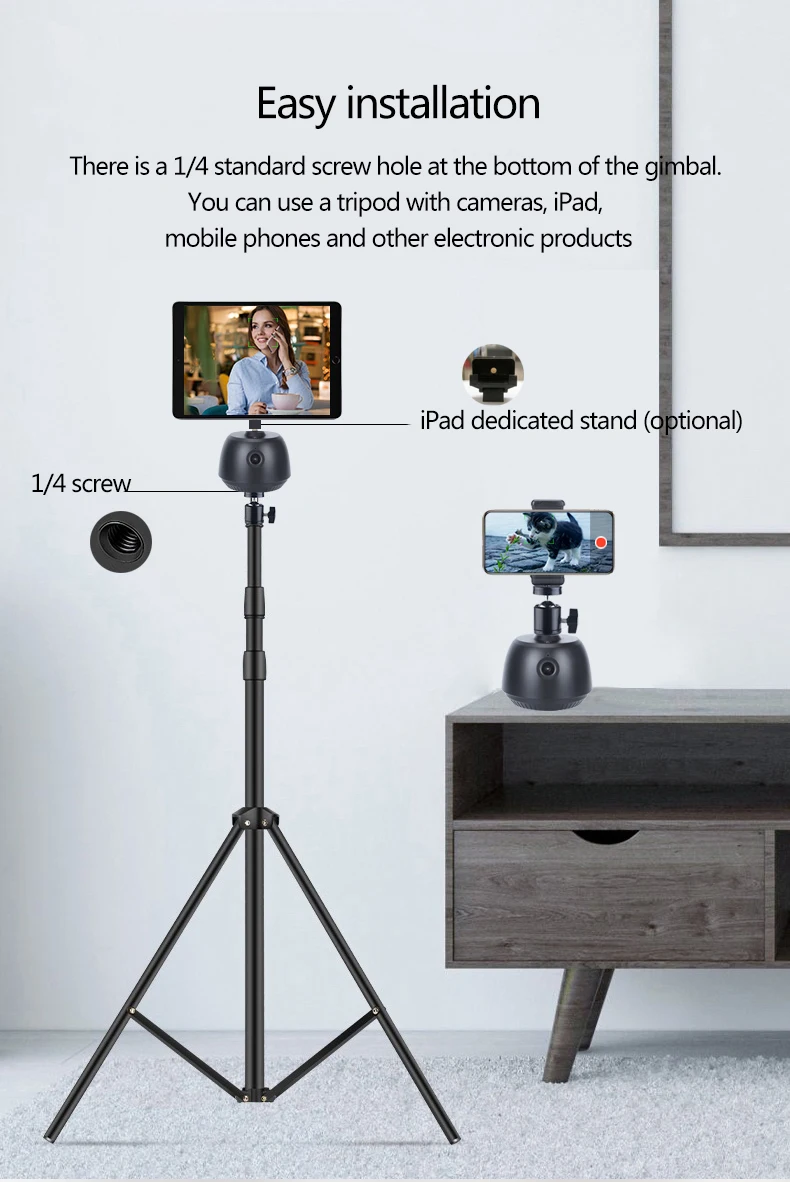 Face Tracking 360-degree face lock screen center  gimbal 360Stabilizer with APP Phone Action Camera gimbal stabilizer