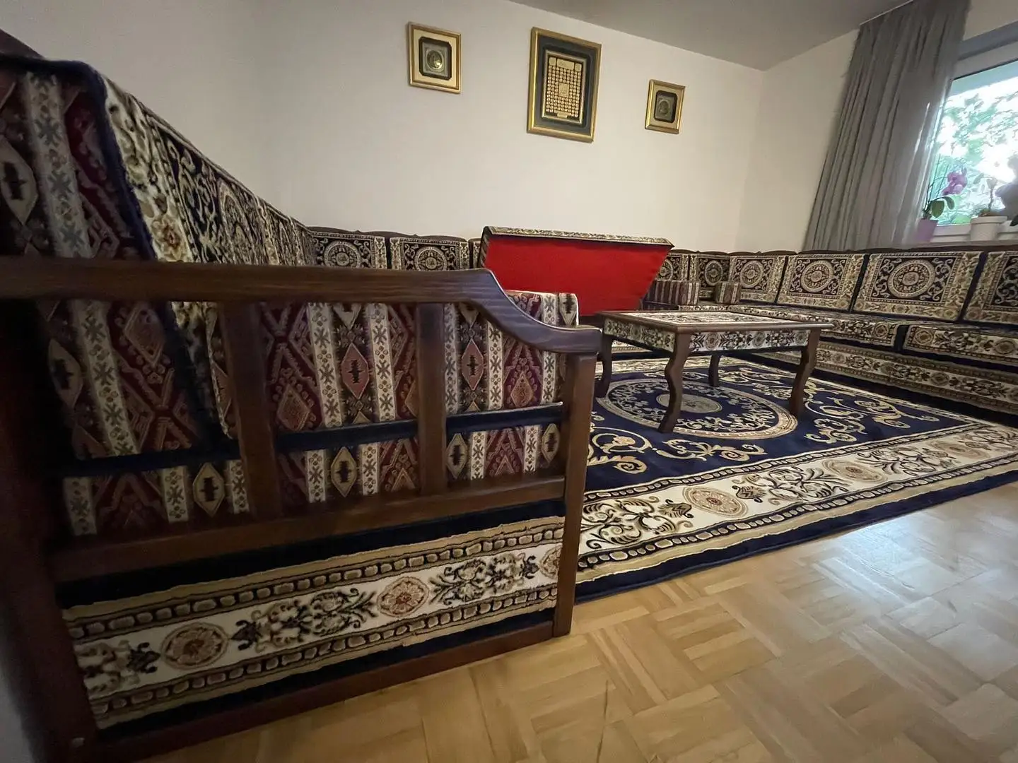 Комплект деревянного дивана U-образной формы, комплект для гостиной с чехлом, деревянная мебель, с хранилищем