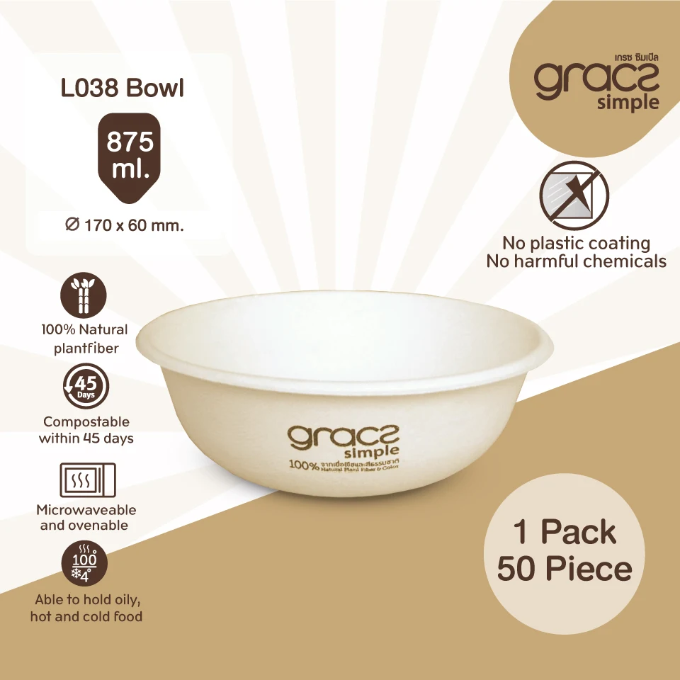 
Gracz Simple L038 Bowl 875ml eco friendly coffee cup food containers Thailand 