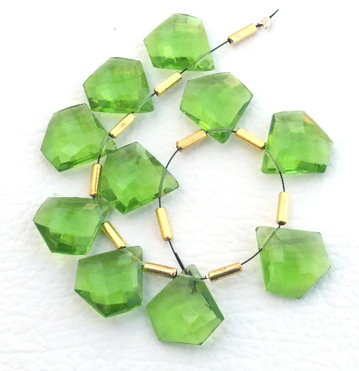 peridot quartz diamond shape stone faceted gemstone top drilled gemstone handmade stone jewelry making gemstone faceted quartz