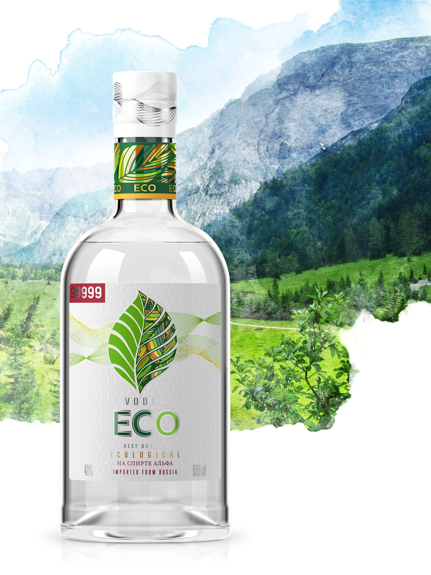 Высококачественная бутылка для спирта класса Alpha, стеклянная упаковка, 500 мл, «Five nines» (Eco), кристально чистая русская натуральная водка