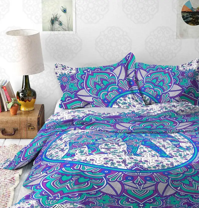 Gypsy Queen Sizes Duvet Cover Indian Style Elephant Printed Bedding Set Mandala Duvet Cover