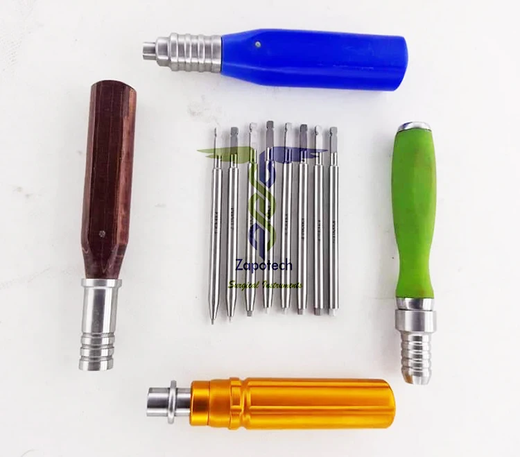 Orthopedic Bone hexagon Screw driver Set With Quick Coupling Handle colorful