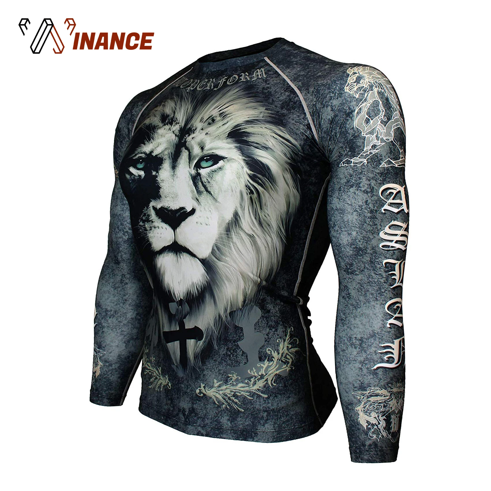High Quality Custom Full Sublimation Digital Printed Long Sleeve Rash guard custom logo lycra rashguard