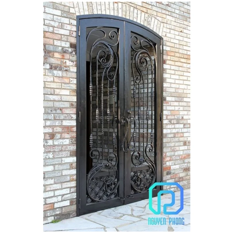 Индивидуальные горячеоцинкованные кованые железные французские двери Современная внешняя дверь стальная входная