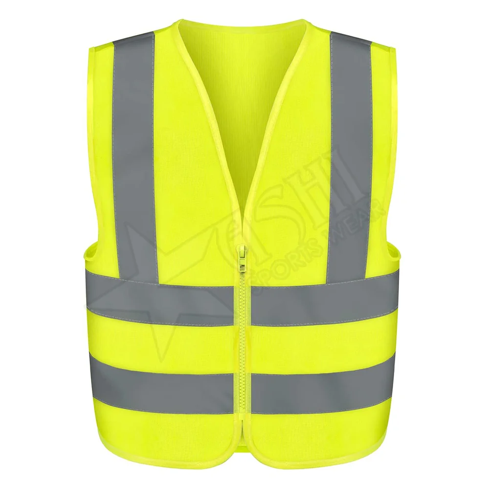 Top Quality Reflective Safety Jacket High Visibility Reflective Safety Vest Multi Frontal Pockets High Visibility Yellow Jacket