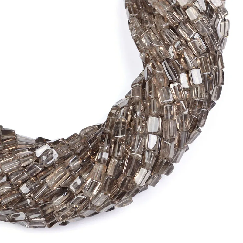 Дымчатый кварц, натуральные гладкие длинные Квадратные бусины из драгоценных камней, дымчатый кварц, Простые Длинные Квадратные бусины из драгоценных камней