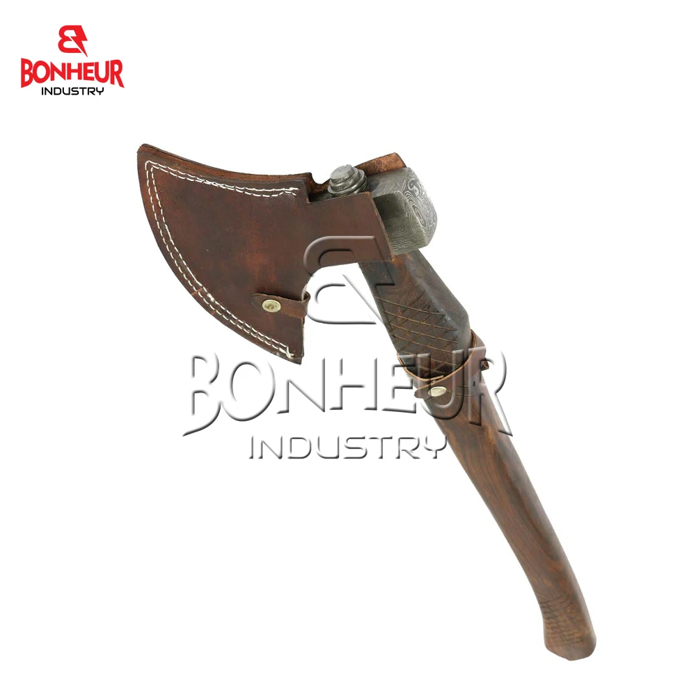 Топор Ручной работы из дамасской стали топор в стиле викингов с кожаным чехлом для кемпинга на открытом воздухе